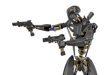 super robot in double gun pose