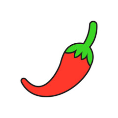 Flat Red Chili Isolated Vector Illustration