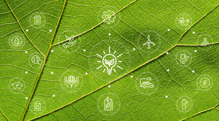 Sustainable business or green business vector illustration background with connection icon concept related to environmentally friendly environmental icon set. Web and Social Header Banners for ESG.