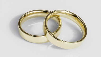 Two golden wedding rings on the black background