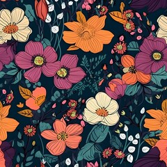 Floral brush strokes seamless pattern background for fashion prints, graphics, backgrounds and crafts