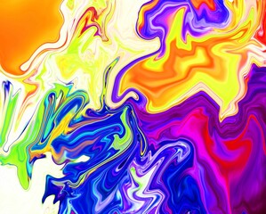 Hand Painted Background With Mixed Liquid Red blue orange Paints. Abstract Fluid Acrylic Painting. Marbled Colorful Abstract Background. Liquid Marble Pattern. Web Design.

