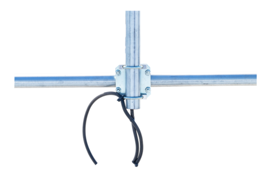 Nuts clamp aluminum cable duct electric wire small like cross isolated on cut out PNG. Fixing screws electric pole for to help pull, support from falling in wind. Concept nuts safety fastening.