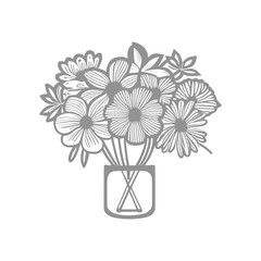 Line art drawn Flowers bouquet. Line art for adult coloring book style. Vector illustration for coloring page.