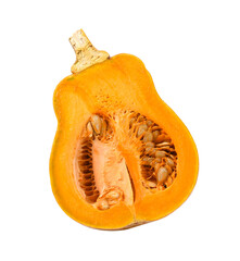 Half butternut squash isolated on transparent png