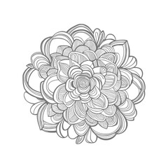 Line art drawn Flowers bouquet. Line art for adult coloring book style. Vector illustration for coloring page.