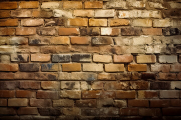 Obraz premium Brick Wall Background. - Generative Ai - Texture, Pattern, Red, Brown, Rough, Grunge, Vintage, Old, Weathered.