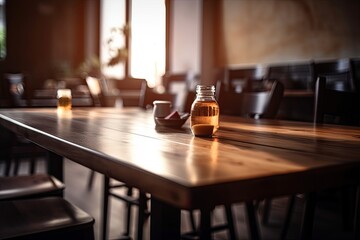 Empty Table Setting in Dining Room with Blurry Background - Ideal for Cafes and Eateries. Generative AI