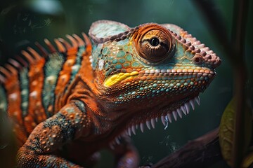 Fototapeta premium colorful chameleon lizard. Generative Ai