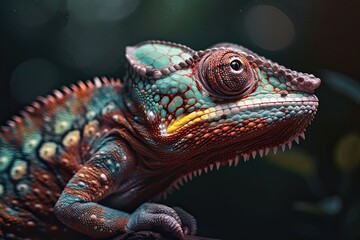 Obraz premium colorful chameleon lizard. Generative Ai