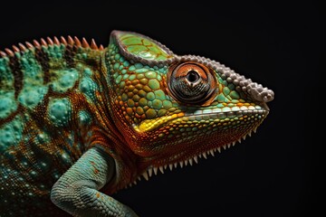 Fototapeta premium colorful chameleon lizard. Generative Ai