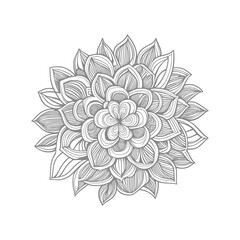 Line art drawn Flowers bouquet. Line art for adult coloring book style. Vector illustration for coloring page.
