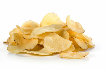 Potato chips isolated on white background. Generative Ai