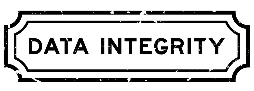 Grunge black data intergrity word rubber seal stamp on white background