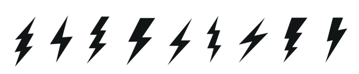 Lightning icons set. Install the zipper.Vector illustration.