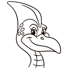 Pterodactyl dinosaur cartoon character. Cute baby animal print for kids.