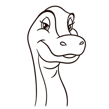 recommend clip art: Diplodocus dinosaur cartoon character. Cute baby animal print for kids.