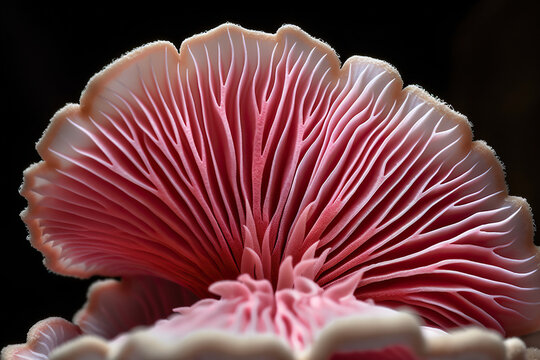 Underside texture of mushrooms. Generative AI.