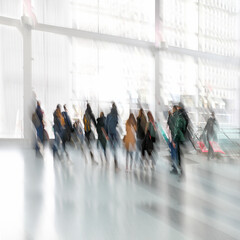 group of people in the lobby business center