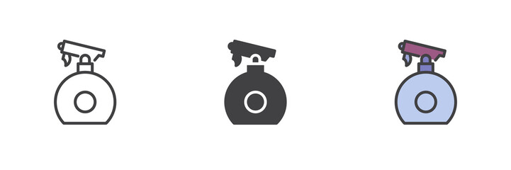 Barber water sprayer different style icon set