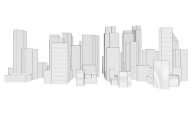 Fototapeta premium skyscrapers in the city 3d illustration