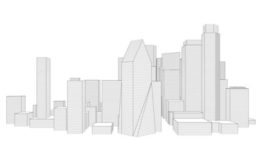 skyscrapers in the city 3d illustration