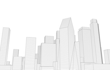 skyscrapers in the city 3d illustration