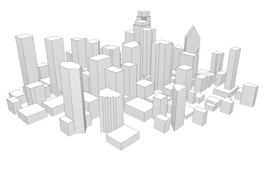 skyscrapers in the city 3d illustration