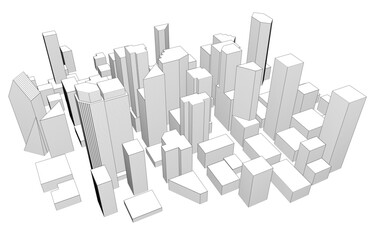 skyscrapers in the city 3d illustration