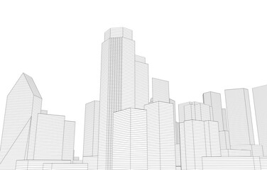 skyscrapers in the city 3d illustration