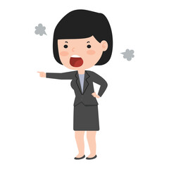 Angry business woman flat cartoon