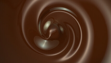 Close-up of Whirling Melted Dark Chocolate