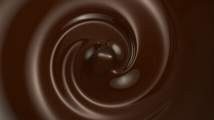 Close-up of Whirling Melted Dark Chocolate