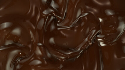Close-up of Whirling Melted Dark Chocolate