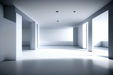 Empty white interior design. 3D rendering - generative ai
