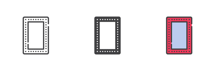 Mirror with lamps different style icon set