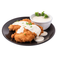 fried chicken fillet with white sauce isolated on transparent background