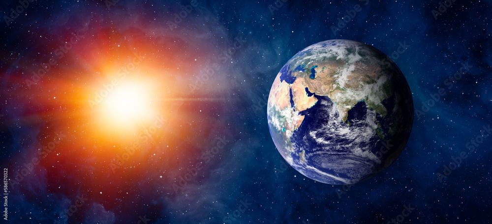 Poster planet earth with a spectacular sunset 