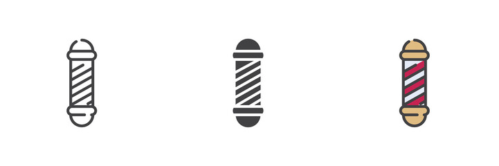 Barber pole different style icon set