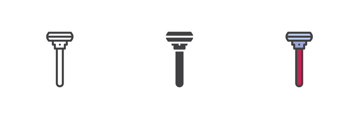 Shaving razor different style icon set