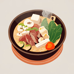 美味しそうな食べ物のイラスト(AI generated image)
