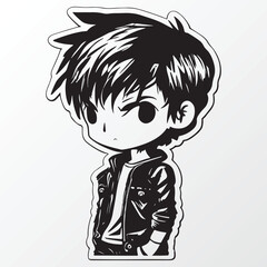 Cartoon boy character sketch in anime style