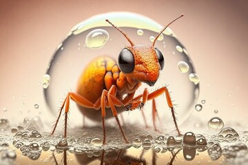 Close-up of a Green Ant Wildlife. Generative Ai