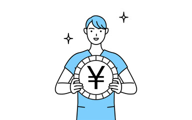 為替差益や円高のイメージ、男性看護師、理学療法士、作業療法士、言語聴覚士、看護助手