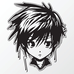 Cartoon boy character sketch in anime style