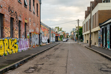 Fitzroy urban scene with one distant person walking away