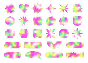 Shape holography set y2k style neon color isolated on white background for decoration, banner, poster 10 eps