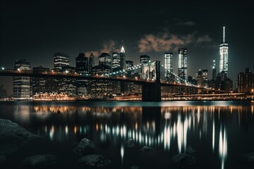 Fototapeta na wymiar City Skyline at night. Generative AI