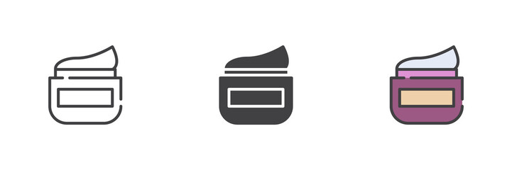 Cosmetics cream jar different style icon set