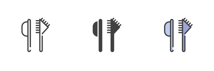 Eyebrow brush different style icon set